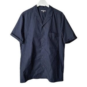 COS Navy/White Striped S/S Button Down - M